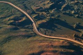 Vue aérienne de la piste de la Plaine des Sables