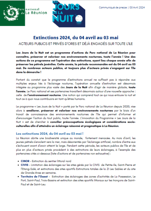 Communiqué des Extinctions 2024